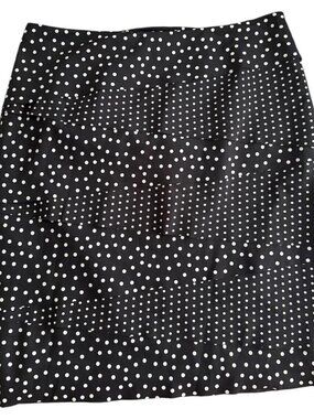 White House Black Market Black and White Polka Dot Mini Skirt